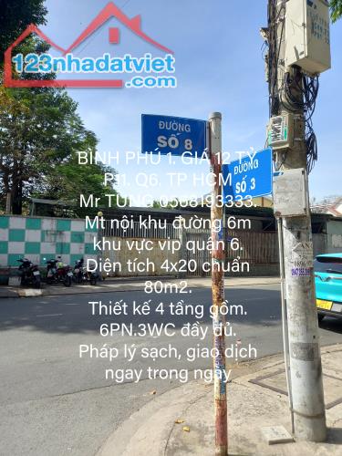 BÁN NHÀ BÌNH PHÚ 1. GIÁ 12 TỶ. P11. Q6. TP HCM
