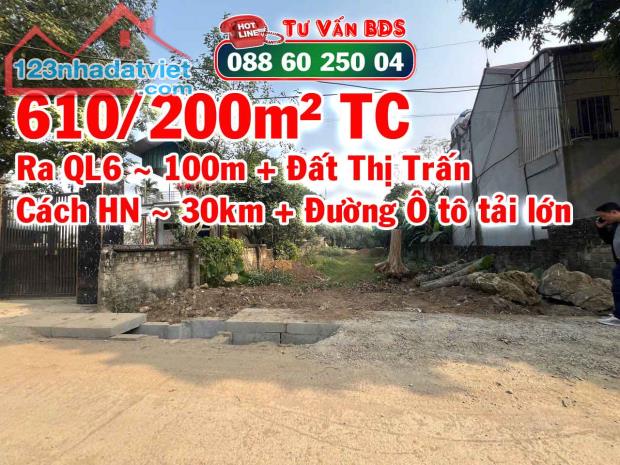 bán thửa đất 610m có 200 thổ cư tại tiểu khu đồng bái lương son hoà bình