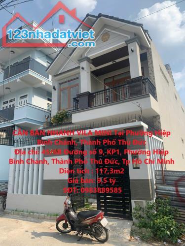 CẦN BÁN NHANH VILA MINI Tại Phường Hiệp Bình Chánh, Thành Phố Thủ Đức