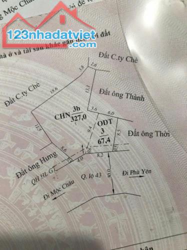 BÁN  ĐẤT MẶT TIỀN QL 43 – TRUNG TÂM THỊ TRẤN NÔNG TRƯỜNG MỘC CHÂU, SƠN LA – SỔ ĐỎ SANG TÊN - 2