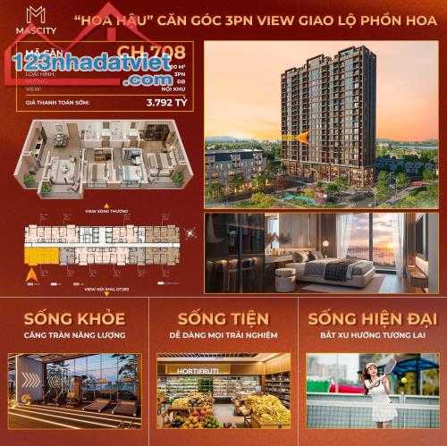 Căn hộ cao cấp 100m2 3N:2VS view TP Bắc Giang Thanh toán trước 30% vay lãi suất 0% - 1