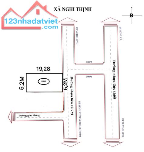 đất Nghi Thịnh , nghi lộc   Diện tích: 100m2 đường nhựa 6m thông thoáng