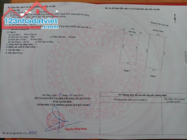 Bán nhà 2 tầng Mt đường Trần Cao Vân đoạn gần Nguyễn Đức Trung DT 68m2 giá 7ty9 - 3