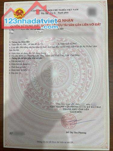 Bán đất trục chính Làng Bầu, Liên Bảo, Vĩnh Yên.🌹🌹🌹 Diện tích: 92,6m2, giá: 2,8x tỷ.Liê - 2