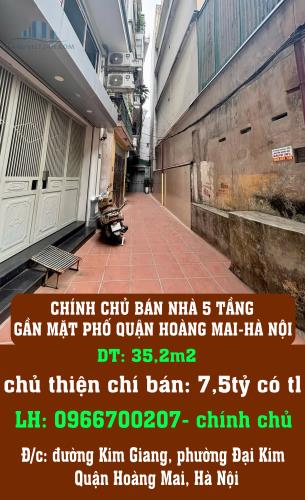 CHÍNH CHỦ BÁN NHÀ 5 TẦNG GẦN MẶT PHỐ QUẬN HOÀNG MAI-HÀ NỘI