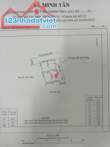Cần chuyển nhượng lô đất 70m2 trục thôn Vụ Vị Minh Tân Kiến Thụy Hải Phòng