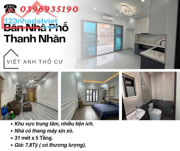 Bán nhà phố Thanh Nhàn, Sổ Chính Chủ Nở Hậu, Nhà Mới Đẹp, Giá: 7.8 Tỷ, Lh: 0396935190.