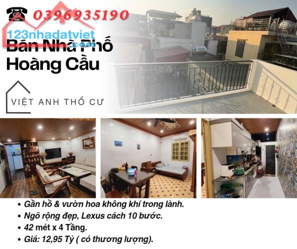 Bán nhà Phố Hoàng Cầu, Khu Phân Lô, Gần Hồ Sinh Thái, 42mx4T, Giá: 12.95 Tỷ, Lh: