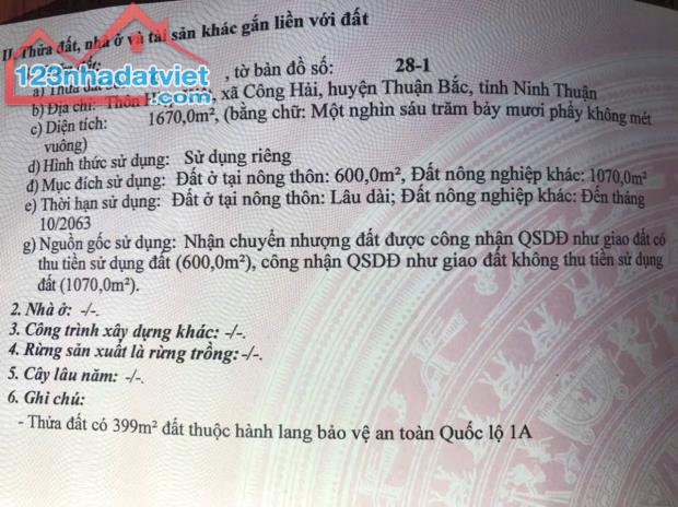 Giá khởi điểm 6 tỷ 280 đến 6 tỷ 320.
Lô đất lớn Ql 1 A. DT 1600m2 600 thổ cư.
ngang 30m. - 1