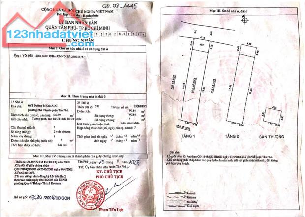 NHÀ CHÍNH CHỦ- GIÁ ĐẦU TƯ sở hữu ngay căn nhà vị trí tại quận Tân Phú  TPHCM - 2