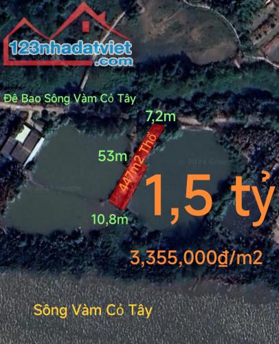 Bán lô đất thổ phân lô mặt tiền đê bao giá 1,5 tỷ