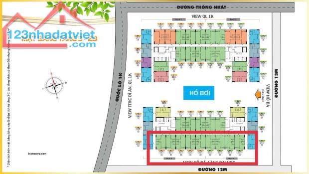 Giá tốt!!!! 2PN2WC Bcons Plaza, view hồ đá, tầng trung, tặng full nội thất, mà giá chỉ 1.8
