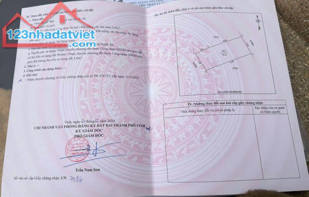 BÁN ĐẤT NGHI Kim, TP Vinh 92,6m2 Tây Nam đường oto tránh nhau giá gần 2 tỷ