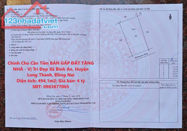 Chính Chủ Cần Tiền BÁN GẤP ĐẤT TẶNG NHÀ - Vị Trí Đẹp Xã Bình An, Huyện Long Thành, Đồng