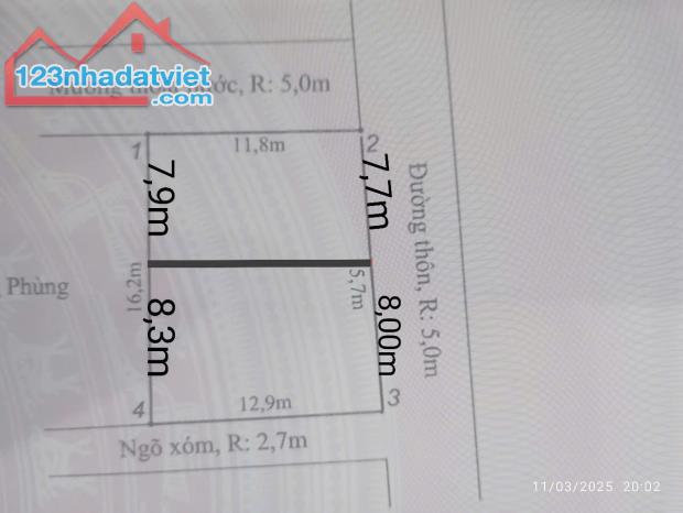 Bán lô đất 92m2 ngang 7,7m2 Đại Đồng Kiến Thụy Hải Phòng giá chỉ 1,75 tỷ