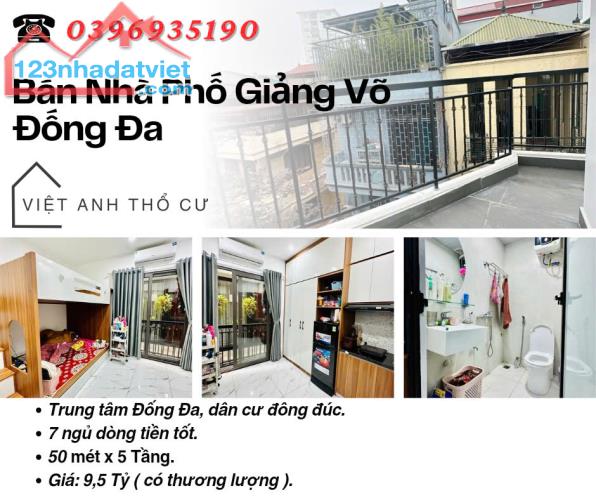 Bán nhà Giảng Võ Đống Đa_Mặt Tiền 6 Mét_7 Phòng Ngủ_50mx4T_Giá: 9.5 Tỷ_Lh: 0396935190.