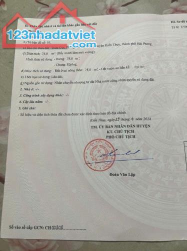 Cần chuyển nhượng lô đất 75m2 đường thôn 7m Đại Đồng Kiến Thụy Hải Phòng - 4