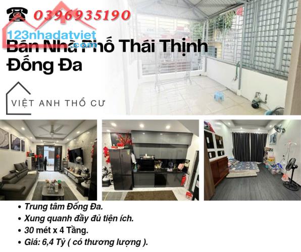 Bán nhà phố Thái Thịnh_Ngõ Hơn 3 Mét_Full Nội Thất_30mx4T_Giá: 6.4 Tỷ, Lh: 0396935190.