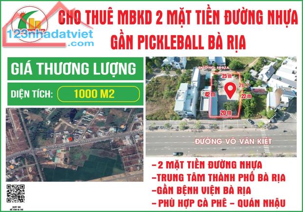 cho thuê mặt bằng lâu dài đường  võ văn kiêt bà rịaj  1000m2