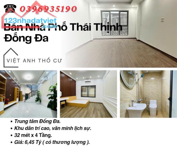 Bán nhà phố Thái Thịnh_Lô Góc Ba Thoáng_Khu Dân Trí Cao_32mx4T_Giá: 6.45 Tỷ_Lh: 0396935190