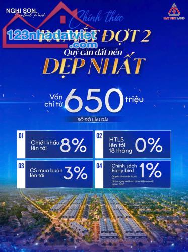 BÁN ĐẤT NỀN SỔ ĐỎ LÂU DÀI NGHI SƠN CENTRAL PARK CHỈ VỚI 650 TRIỆU - 1