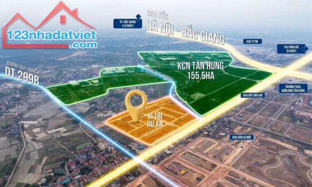 Đất nền phân lô dt75m2, đường 20m, vỉa hè 5m sát khu công nghiệp Tân Hưng-Lạng Giang-Bắc - 1