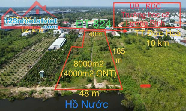 8000m2 đất mặt tiền tỉnh lộ 824, xã Lương Bình ,Bến Lức có 4000m2 thổ giá 50 tỷ - 3