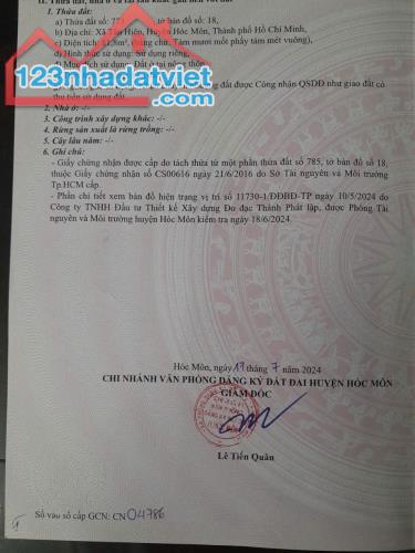 Bán đất 6.5*16m. Mặt tiền Huỳnh Thị Mài. Tân Hiệp. Hocmon - 1
