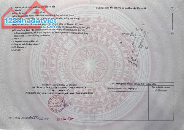 150 triệu sở hữu ngay miếng đấy thổ cư nở hậu nằm trung tâm huyện Phú Riềng