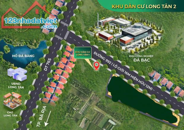 Bán rẻ 113 m2 Đất mặt tiền 12m KCN Đá Bạc tại xã Long Tân, huyện Đất Đỏ, tỉnh BRVT có