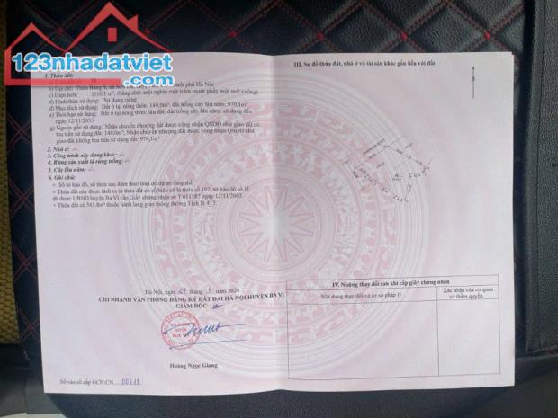 Lô đất 30m mặt đường nhựa tỉnh lộ 413 tại Sơn Đà,Ba Vì,Hà Nội.Gần KDL Đầm Long,Hồ Suối Hai - 1