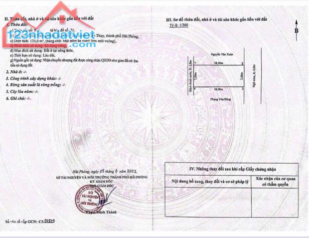 Chuyển nhượng lô đất 135m2 ngang 7,5m tuyến 2 TL 362 Minh Tân Kiến Thụy Hải Phòng giá rẻ