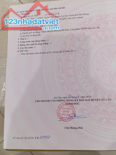 CHÍNH CHỦ CẦN BÁN LÔ ĐẤT 86,9m2 TẠI AN THỌ -AN LÃO -TP HẢI PHÒNG - 1