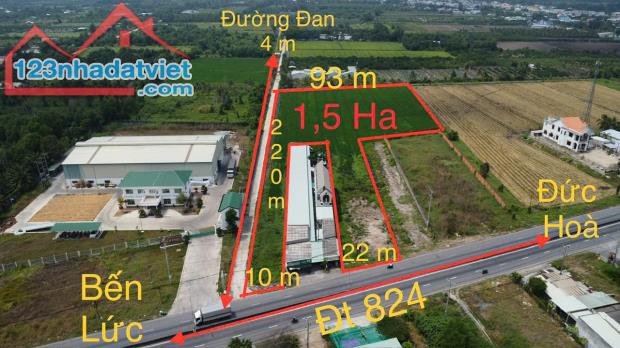 1,5 hecta có 300m2 thổ đất 3 mặt tiền ĐT 824 ấp 7 Lương Hòa, Bến Lức, Long An giá 45 tỷ - 3