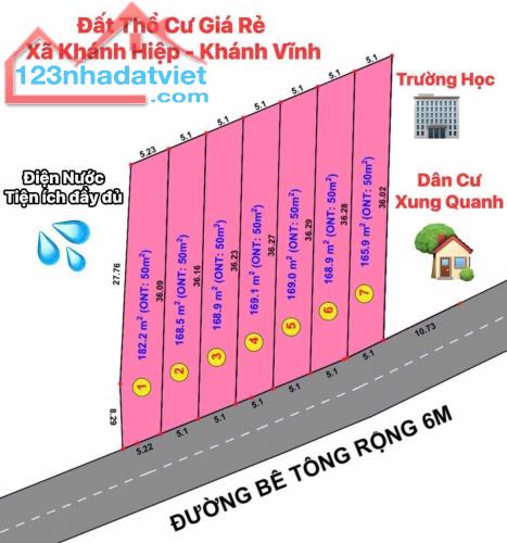 Đất Thổ cư Khánh Hiệp Vị Trí đẹp khu dân cư gần Sông Trò.Mà giá chỉ 199 Triệu/lô