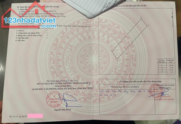ĐẤT CHÍNH CHỦ - LÃI NGAY KHI MUA - Xã Châu Phong, TX Quế Võ, Tỉnh Bắc Ninh - 1