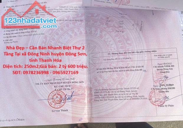Nhà Đẹp – Cần Bán Nhanh Biệt Thự 2 Tầng Tại xã Đông Ninh huyện Đông Sơn, tỉnh Thanh Hóa