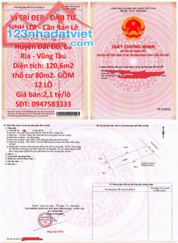 VỊ TRÍ ĐẸP - ĐẦU TƯ SINH LỜI - Cần Bán Lô Đất Xã Long Tân Huyện Đất Đỏ, Bà Rịa - Vũng Tàu