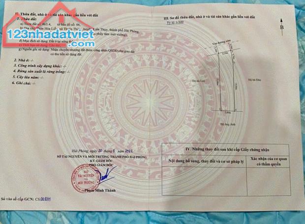 Bán lô đất 116m2 ngõ 6m tặng nhà 2 tầng Hòa Liễu Thuận Thiện Kiến Thụy giá 1,63 tỷ