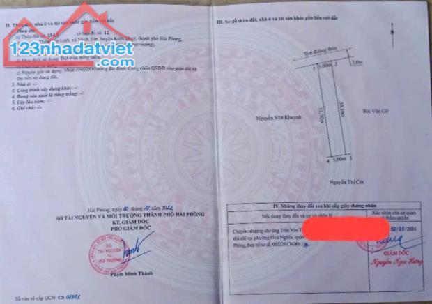 Bán đất Minh Tân - Kiến Thụy - Hải Phòng