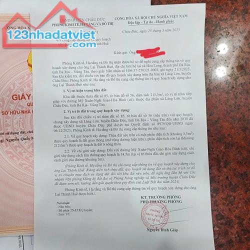 Chủ gởi bán 1 nền nhà đẹp vị trí trắc địa kinh doanh mt mỹ xuân ngãi giao - 3