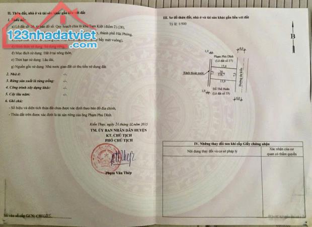 Bán lô đất 118,7m2 ngang 7,5m đấu giá Tam Kiệt Hữu Bằng Kiến Thụy Hải Phòng