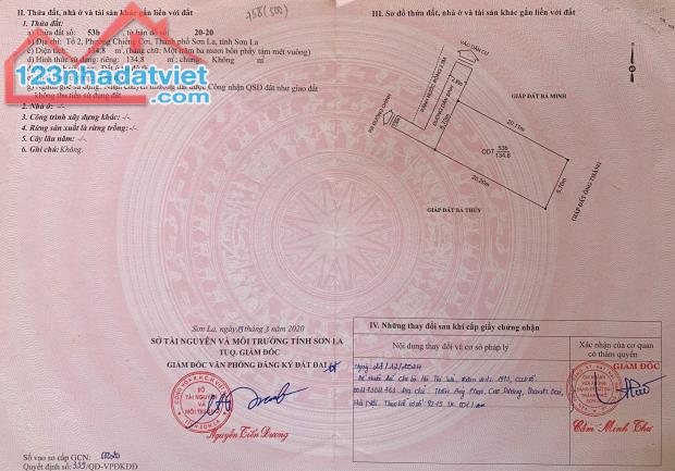 Tôi là chính chủ bán lô đất tại tổ 2, phường Chiềng Cơi, TP. Sơn La, tỉnh Sơn La