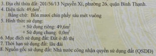 Nhà 1 trệt 4x15m 201/56/13 Nguyễn Xí 5 tỷ