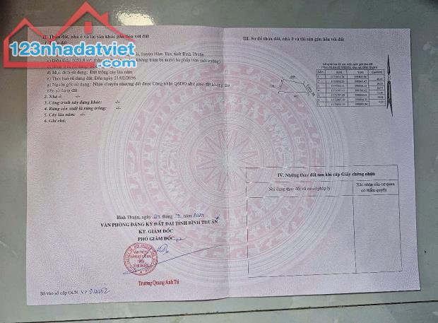 CƠ HỘI ĐẦU TƯ: 1033m2 ĐẤT THỔ CƯ THẮNG HẢI - HÀM TÂN - BÌNH THUẬN - GIÁ CHỈ 1 TỶ - SỔ ĐỎ