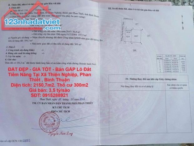ĐẤT ĐẸP - GIÁ TỐT - Bán GẤP Lô Đất Tiềm Năng Tại Xã Thiện Nghiệp, Phan Thiết , Bình Thuận