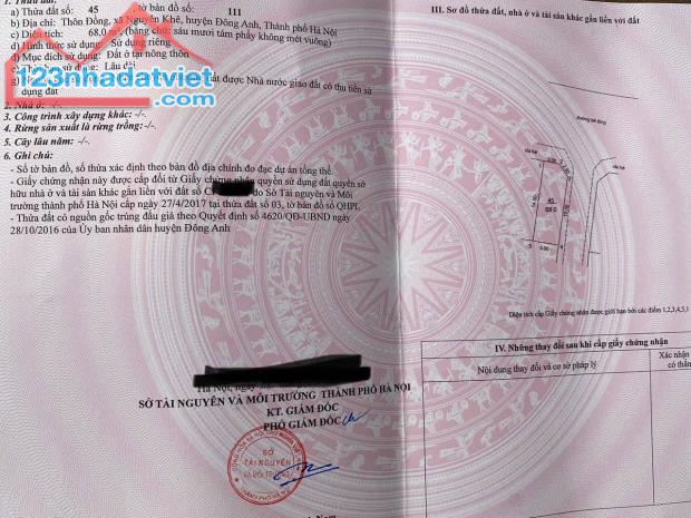 Bán lô góc 68m² đất đấu giá thôn Đồng – Nguyên Khê, Đông Anh, Hà Nội - 4