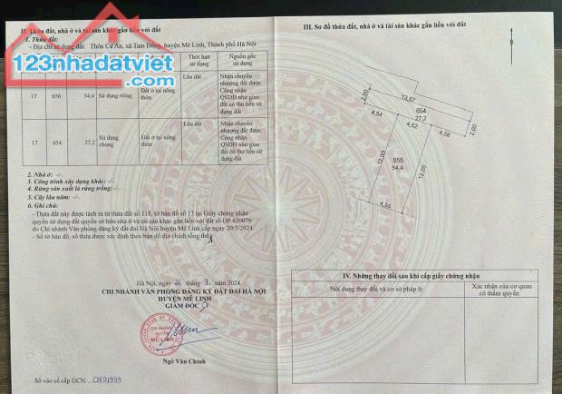 Đất mê linh dưới 2 tỷ- 100% đất thổ cư- 0989726892 - 2