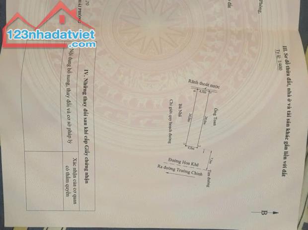 💥 CƠ HỘI ĐẦU TƯ – LÔ ĐẤT 80M² MẶT ĐƯỜNG HOA KHÊ, PHƯỜNG QUÁN TRỮ, QUẬN KIẾN AN – CHỈ 3,4 - 3