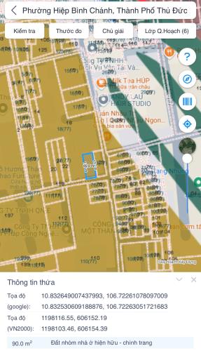 Bán đất 90m², SHR, ngang 6m đẹp không QH, gần GigaMall, Phạm Văn Đồng, giá chỉ 4,9 tỷ.